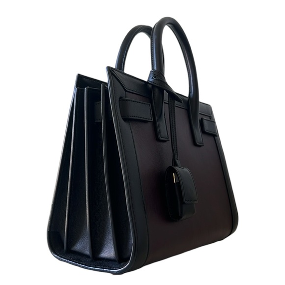 SAINT LAURENT SMALL SAC DE JOUR LEATHER TOTE BAG IN UMBER,NERO - Picture 6 of 16